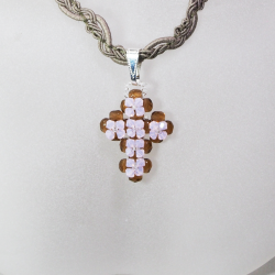 Pendant 40cm - Serina-Khaki Braid - Pendant 40cm - Laiton argenté